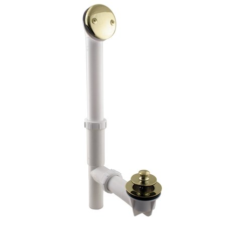 WESTBRASS White 1-1/2" Tubular Twist & Close Bath Waste in Polished Brass 594244-01